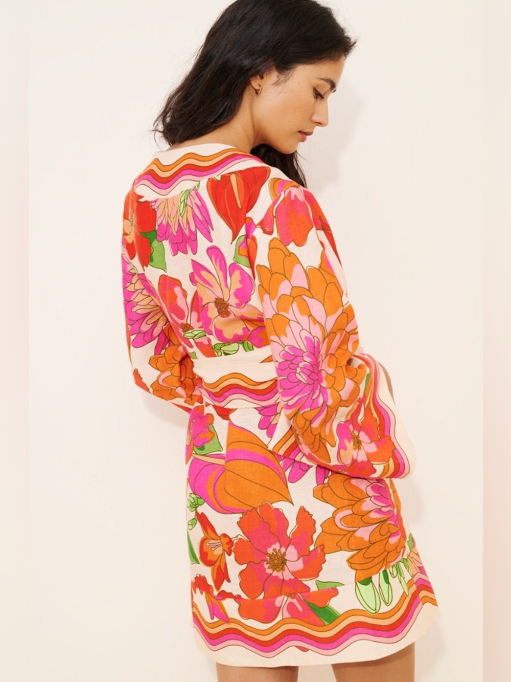 FARM Rio Pink Orange Floral Mini Dress - Picture 11 of 12